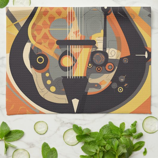 Illustratie Retro Guitar Theedoek (Gevouwen)