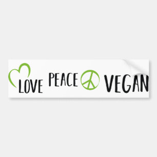 Illustratie retro liefde, vrede, vegan bumpersticker