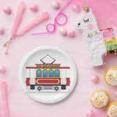 Illustratie retrotram papieren bordje (Feest)