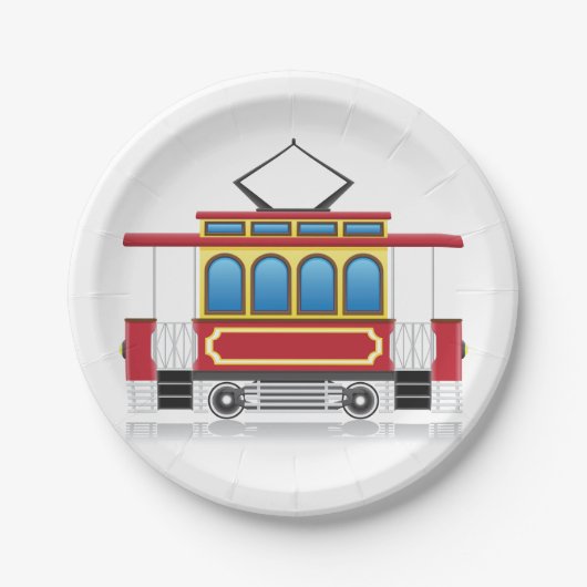 Illustratie retrotram papieren bordje (Voorkant)