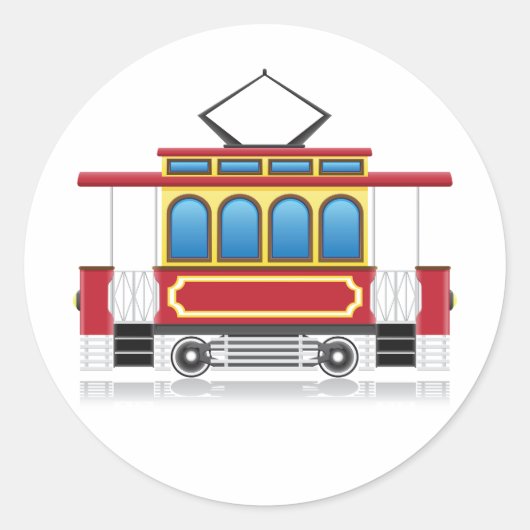 Illustratie retrotram ronde sticker (Voorkant)