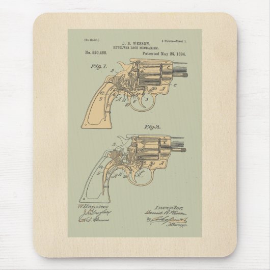 Illustratie  revolver-patenten muismat (Voorkant)