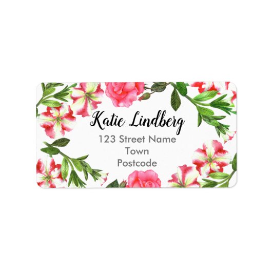 Illustratie rode en roze waterverf etiket (Voorkant)