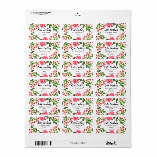 Illustratie rode en roze waterverf etiket (Full Sheet)