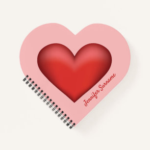 Illustratie rode hartvorm met aangepaste tekst notitieboek