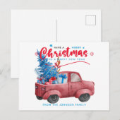 Illustratie Rode kersttruck-feestdag Feestdagenkaart (Voorkant / Achterkant)