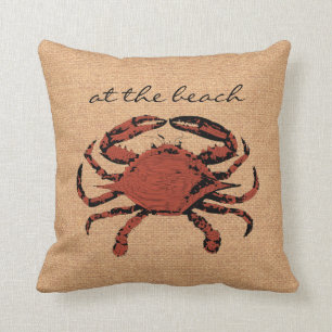 Illustratie rode krab - Nautical Burlap Home Kussen