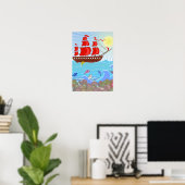 Illustratie: Rode Piratenschip Poster (Thuiskantoor)