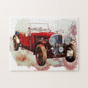 Illustratie rode vintage Tekening Puzzle Legpuzzel