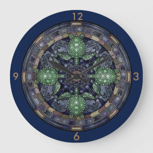 Illustratie rond cirkelpatroon zee schildpad Manda Grote Klok