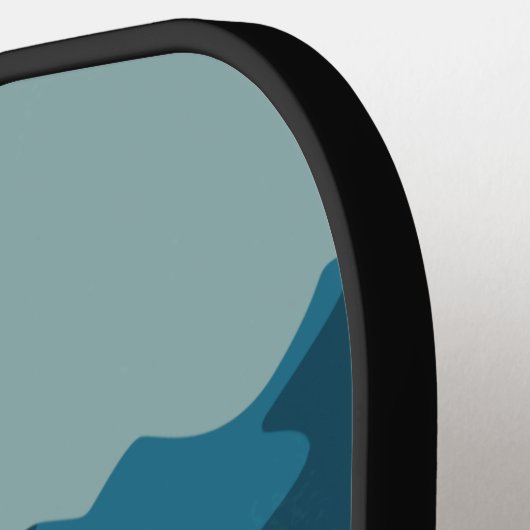 Illustratie rood blauw van het berglandschap van R Pickleball Paddle (Links Detail)