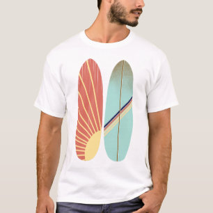 Illustratie  rood en blauw surfbord weergeven t-shirt