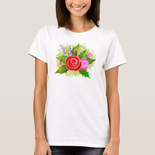 Illustratie roos bloemen t-shirt (Voorkant)