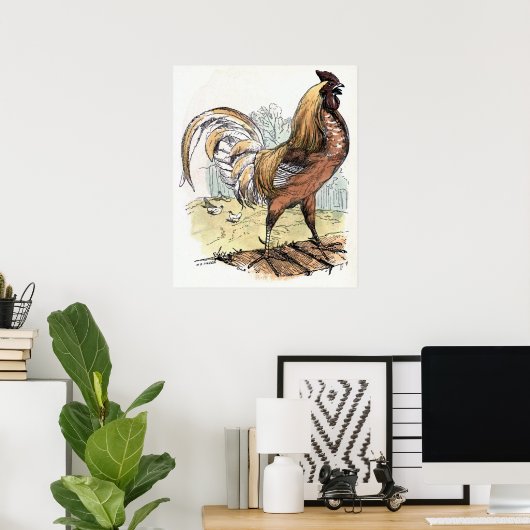  illustratie "Rooster" Poster (Thuiskantoor)