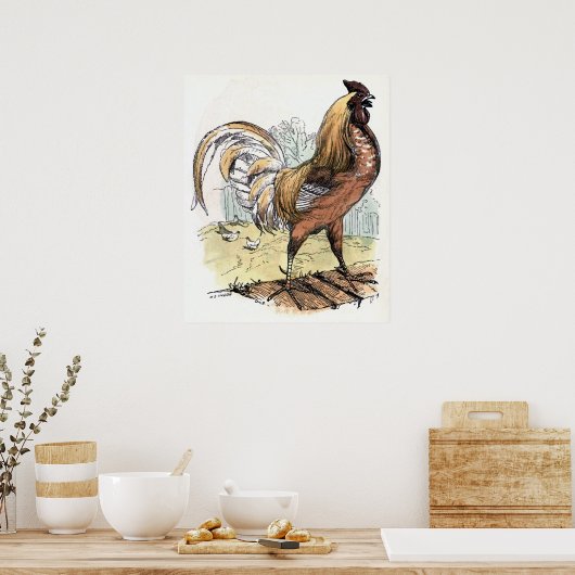  illustratie "Rooster" Poster (Keuken)