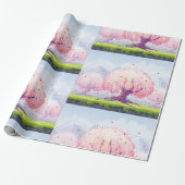 Illustratie roze bomen cadeaupapier (Uitgerold)