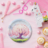 Illustratie roze bomen papieren bordje (Feest)