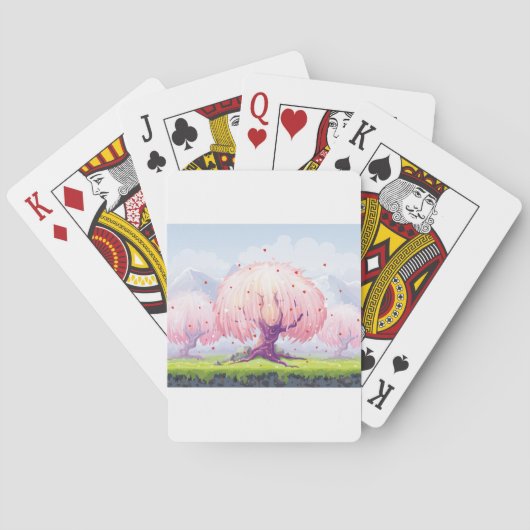 Illustratie roze bomen pokerkaarten (Achterkant)
