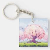 Illustratie roze bomen sleutelhanger (Voorkant)