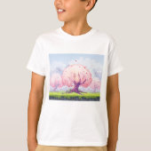 Illustratie roze bomen t-shirt (Voorkant)
