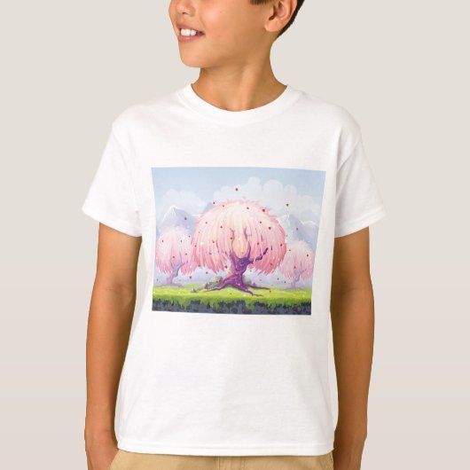 Illustratie roze bomen t-shirt (Voorkant)