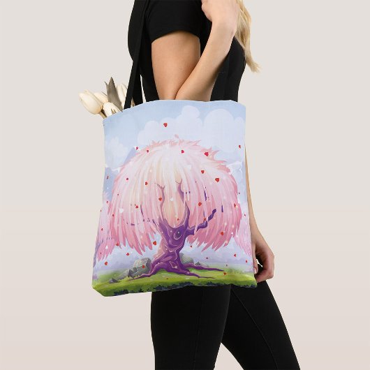 Illustratie roze bomen tote bag