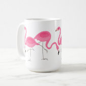 Illustratie roze flamingos koffiemok (Voorkant links)