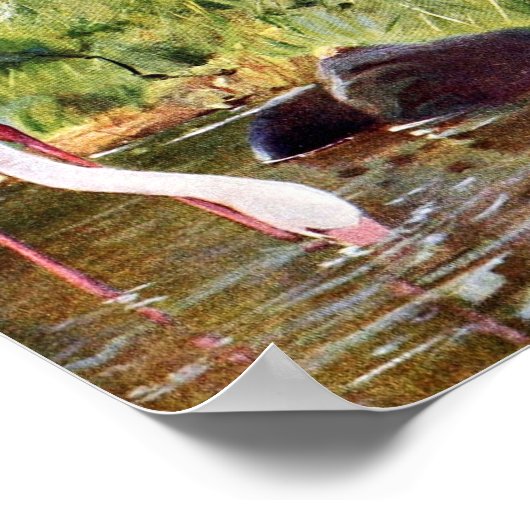  illustratie roze flamingos poster (Hoek)