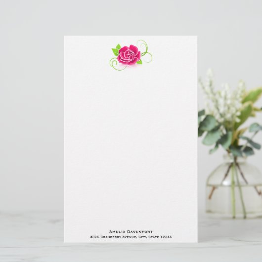 Illustratie roze Rose Briefpapier (Staand voorkant)