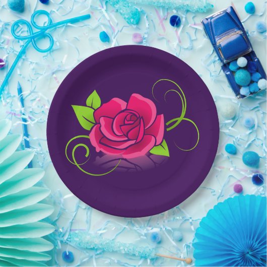 Illustratie roze Rose Papieren Bordje (Feest)