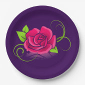 Illustratie roze Rose Papieren Bordje (Voorkant)