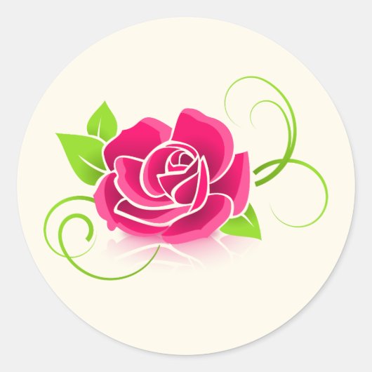Illustratie roze Rose Ronde Sticker (Voorkant)