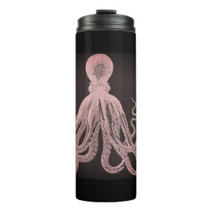Illustratie roze tint octopus thermosbeker