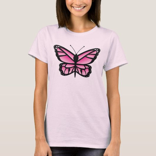 Illustratie roze vlinder t-shirt (Voorkant)
