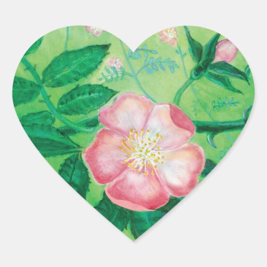 Illustratie roze vrij Roos Hart Sticker (Voorkant)