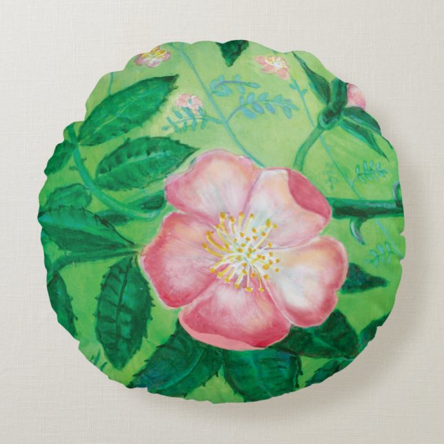 Illustratie roze vrij Roos Rond Kussen (Voorkant)