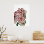 Illustratie roze Waterverf Caladium Poster (Keuken)