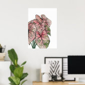 Illustratie roze Waterverf Caladium Poster (Thuiskantoor)
