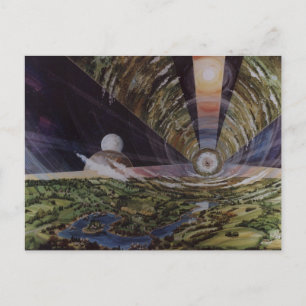 Illustratie  ruimtekolonie briefkaart