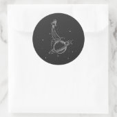 Illustratie ruimteschip Saturn Ronde Sticker (Tas)