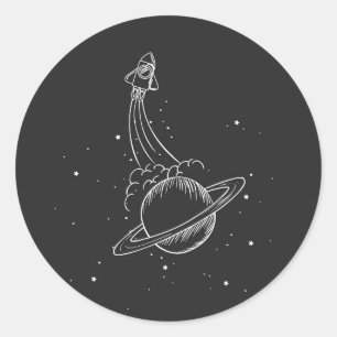 Illustratie ruimteschip Saturn Ronde Sticker