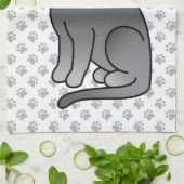 Illustratie Russische blauwe Cartoon Cat & Paws Theedoek (Gevouwen)