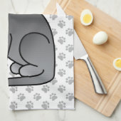 Illustratie Russische blauwe Cartoon Cat & Paws Theedoek (Quarter Fold)