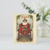  illustratie Santa in Antiek auto Feestdagenkaart (Staand voorkant)