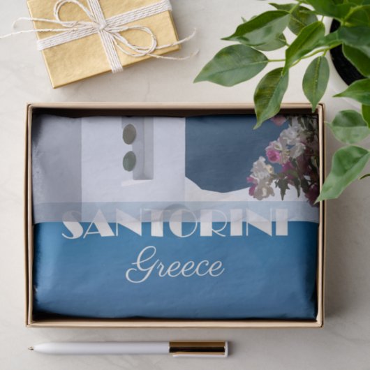 illustratie Santorini, Griekenland Reizen Tissuepapier (Geschenk)