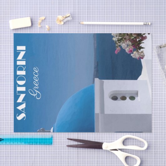 illustratie Santorini, Griekenland Reizen Tissuepapier (Craft)