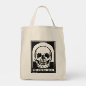  illustratie schedel zwart wit tote bag (Achterkant)