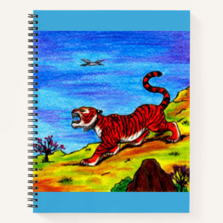 Illustratie schilderen van tijger en natuur van vl notitieboek