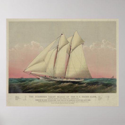 Illustratie  Schooner-jacht (1870) Poster (Voorkant)