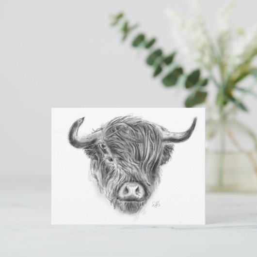 Illustratie Schotse hoogland Cow Briefkaart (Staand voorkant)